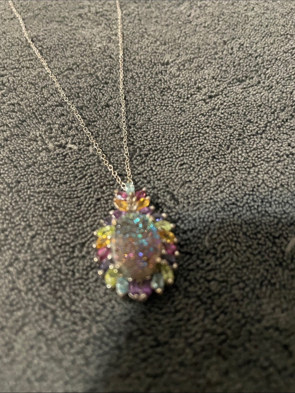 Multicolor Crystal Cluster Pendant Necklace - Women's Jewelry